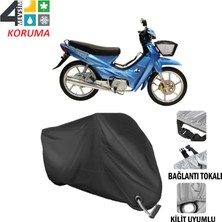 AUTOES Asya As 100-7 Turkcub Branda Motosiklet Brandası Bağlantı ve Kilit Uyumlu Siyah