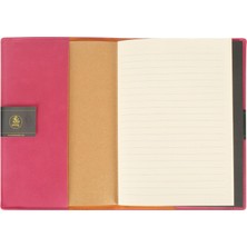 Victoria's Journals Bufallo Ikili Defter 9X14 cm , Vegan Deri Kalın Kapak , 64 Sayfa Çizgili Defter + 64 Sayfa  Noktalı Defter,  Lastikli .değişebilen Iç. Fuşya