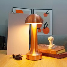 Hangast HL-009B Dekoratif Metal Bakır Mantar Kablosuz Masa Lambası Ledli 5V 3 Renk