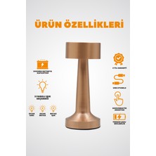 Hangast HL-007B Dekoratif Metal Bakır Kablosuz Masa Lambası Ledli 5V 3renk
