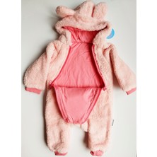 Baby Blue Kışlık Bear Desenli Şapkalı Patiksiz Önden Fermuarlı Welsoft Tulum Polyester