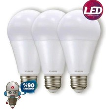 Klaus 3'lü LED Lamba 6500K Beyaz Işık 9W