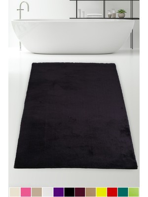 Teksev Elite Siyah 60X100 cm Tek Parça Peluş Banyo Paspası Kaymaz Tabanlı Pufidik Banyo Halısı