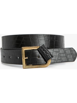 Koton Kemer Kroko Deri Görünümlü Metal Tokalı