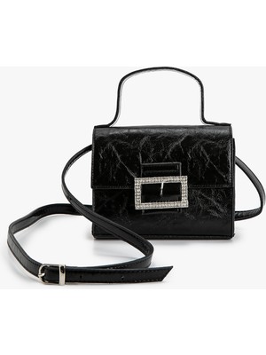 Koton Mini Omuz Çantası Taşlı Toka Detaylı Deri Görünümlü Ince Askılı