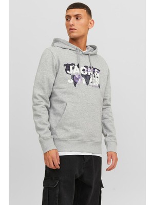 Jack & Jones Jcodust Sweat Hood Sn Erkek Gri Sweatshirt 12240214-Grey