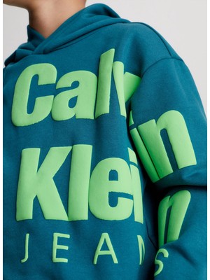 Calvin Klein Baskılı Erkek Çocuk Mavi Sweatshırt IB0IB01860CA4