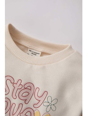 DeFacto Kız Bebek Baskılı Sweatshirt Eşofman Altı 2'li Takım B0062A523AU