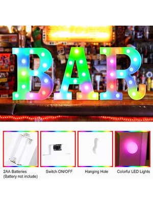 Fybang Renkli LED Marquee Harf Işıkları Uzaktan Işıklandırmalı Marquee Tabelaları Parti Bar Harfleri Işıklı Süslemeler Ev Için --- Çok Renkli I (Yurt Dışından)