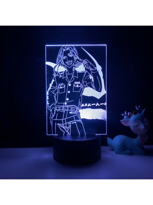 Fybang 3D LED Gece Işıkları Anime Karakterler 3D Illusion Lamba Çocuk Odası Dekoratif Işıklar --- Desen J (Siyah Koltuk) (Yurt Dışından)