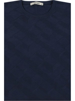 Jakamen Indigo Slim Fit Bisiklet Yaka Erkek Triko