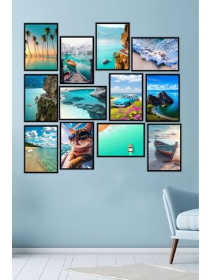 Artavessa 12 Parça Siyah Çerçeve Görünümlü Mdf Tablo Seti