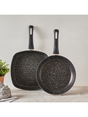 Karaca Biogranit Power Düz Tava Seti 26 cm Granit Kaplama Siyah 2 Parça