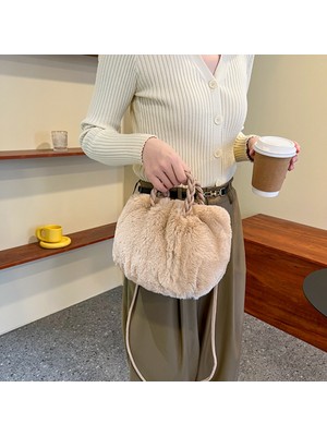 Masoffy Sarı Basit Tasarım Kadın Yumuşak Peluş Omuz Çantaları Kış Kürklü Bayanlar Manşonlar Çanta Küçük Çanta Moda Kadın Crossbody Çanta (Yurt Dışından)