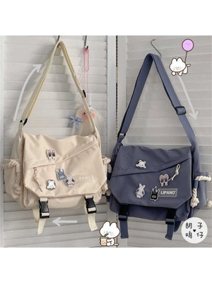 Masoffy Beyaz Bölüm Naylon Çanta Omuz Çantası Büyük Kapasiteli Genç Kızlar Için Crossbody Çanta Erkekler Harajuku Messenger Çanta Öğrenci Okul Çantaları Sac (Yurt Dışından)