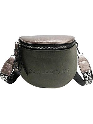 Masoffy Gri Moda Kadınlar Için Crossbody Çanta Pu Deri Messenger Omuz Eyer Çanta Bayan Yarım Daire Fermuarlı Para Çanta Сумка Женская (Yurt Dışından)