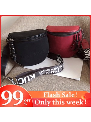 Masoffy Gri Moda Kadınlar Için Crossbody Çanta Pu Deri Messenger Omuz Eyer Çanta Bayan Yarım Daire Fermuarlı Para Çanta Сумка Женская (Yurt Dışından)