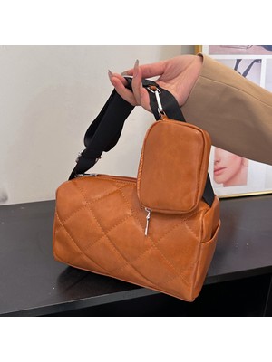 Masoffy Kahverengi Basit Moda Pu Deri Yastık Kadınlar Için Crossbody Çanta Elmas Kafes Tasarımcı Lüks Çanta Çanta Kadın Omuz Tote Çanta (Yurt Dışından)