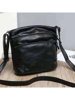 Masoffy Siyah Omuz Çantası Moda Kadın Pu Deri Omuz Çantası Düz Renk Crossbody Messenger Çanta Kadın Casual Bayanlar Için Anne Küçük Fermuar Çanta (Yurt Dışından)