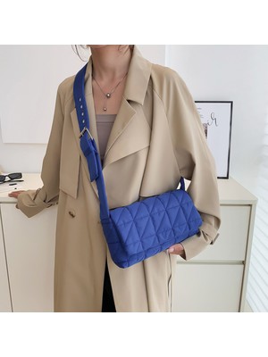 Masoffy Yeşil Moda Yastıklı Kapitone Kadınlar Için Crossbody Çanta Düz Renk Kemer Toka Omuz Çantası Kadın Kış Uzay Pamuk Çanta Çanta (Yurt Dışından)