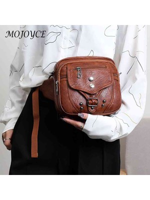 Masoffy Kahverengi Eski Göğüs Crossbody Çanta Çok Fonksiyonlu Pu Deri Messenger Çanta Katı Alışveriş Çantası Hırsızlığa Karşı Fermuar Küçük Seyahat Çalışması Için (Yurt Dışından)