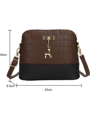 Masoffy Renkli Moda Rahat Kadın Crossbody Çanta Timsah Desen Deri Omuz Çantası Hit Renk Telefon Çanta Alışveriş Için Çanta Geyik Dekor (Yurt Dışından)