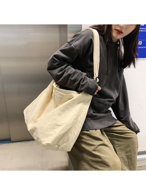 Masoffy Yeşil Kadın Çantaları Rahat Büyük Kapasiteli Omuz Çantaları Tuval Alışveriş Tote Moda Harajuku Çanta Rahat Bayanlar Crossbody Çanta (Yurt Dışından)