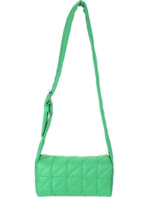 Masoffy Yeşil Moda Yastıklı Kapitone Crossbody Çanta Düz Renk Tasarımcı Shopper Kılıfı Kemer Tokası Kadın Crossbody Çanta Taşınabilir Seyahat (Yurt Dışından)