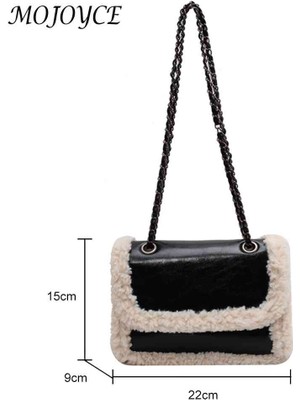 Masoffy Kahve Retro Zincir Omuz Çantaları Kadın Sahte Süet Alışveriş Tote Polar Flap Tasarımcı Pu Ekleme Vintage Sokak Satchel Lady Kız Için (Yurt Dışından)