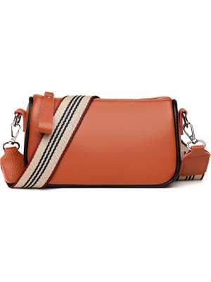 Masoffy Kahverengi Vintage Messenger Çanta Geniş Kayış Moda Bayanlar Crossbody Çanta Düz Renk Crossbody Messenger Çanta Seyahat Için Yumuşak Doku (Yurt Dışından)