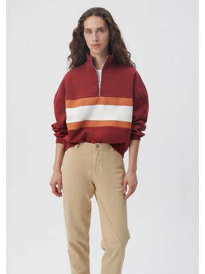 Mavi Kadın Yarı Fermuarlı Bordo Sweatshirt 1611960-85465