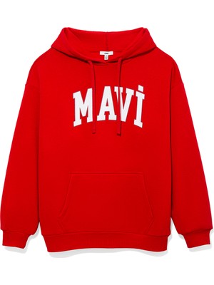 Mavi Kadın Mavi Logo Baskılı Kapüşonlu Kırmızı Sweatshirt 1600361-86417