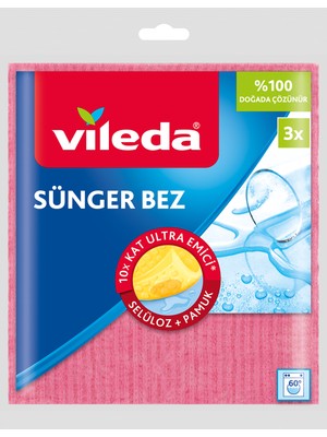 Vileda Dayanıklı Lif Temizlik Bezi 3'lü Paket – Derinlemesine ve Çok Amaçlı Temizlik için Ergonomik Tasarım