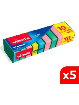 Vileda 5 Paket 10'lu Rainbow Bulaşık Süngeri