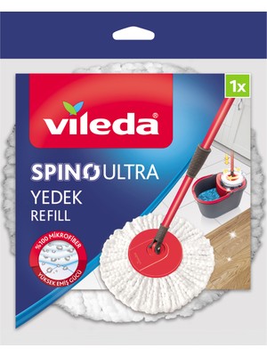 Vileda Spino Ultra Mikrofiber Yedek Paspas - Yüksek Emicilik, 60 Derecede Yıkanabilir, Su Sıçramalarına Karşı Koruma