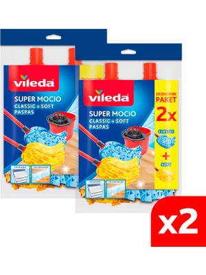 Vileda 2 Paket Supermocio Klasik + Ahşap Yedek Paspas