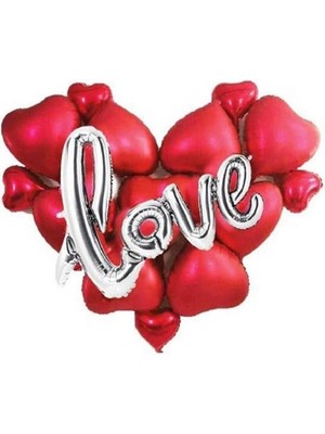 Kidspartim Kalpli Gümüş Love Balon Set