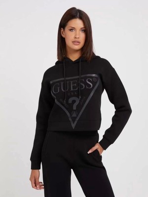 Guess New Alisa Hooded Kadın Siyah Sweatshirt