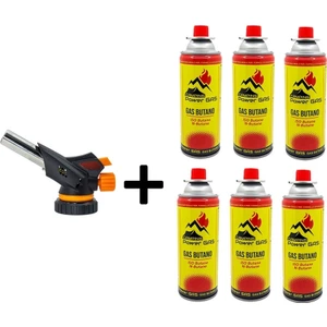 CAMPING TIME Çakmaklı Pürmüz Set 6 Adet Bütan Propan Kamp Gazı Kartuş 400ML 227GR