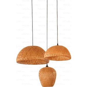 Bohem Bambu Boja Pendant 3'lü Set Sarkıt Avize Lamba - Iskandinav, Modern, Bohem, Rattan Aydınlatma
