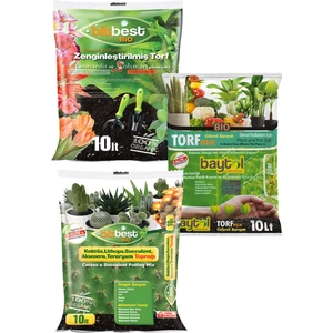 Bio 10 Lt + Baytol Mix 10 Lt + Bitbest Kaktüs 10 Lt Bitki Toprağı + Solucan Gübresi 2 Kg