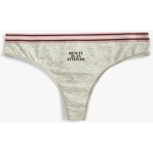 String Külot Slogan Baskılı Ribanalı