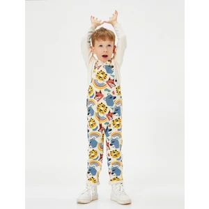 Askılı Tulum Hayvanlar Baskılı Şardonlu Pamuklu