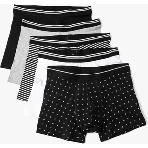 Çizgili 5'li Boxer Seti Beli Lastikli Baskılı Çok Renkli