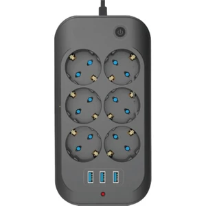 Filli Kutum Termal Akım Korumalı Priz Çocuk Korumalı 6'lı 2 Metre Uzatma Kablosu 6 x Priz 3 x Usb Priz