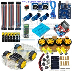 4WD Çizgi Izleyen Bluetooth (Telefon) Kontrollü Araç Kiti (Demonte)