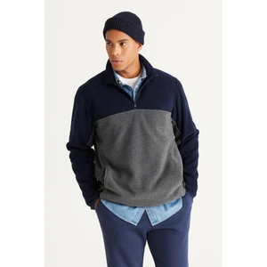 Altınyıldız Classics Erkek Lacivert-antrasit Standart Fit Normal Kesim Günlük Rahat Çift Renkli Polar Spor Sweatshirt