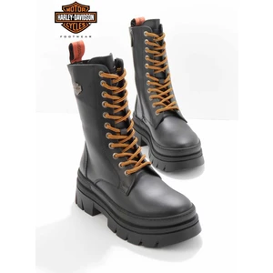 Harley Davidson Black Hakiki Deri Kadın Bot & Bootie HD0777066103