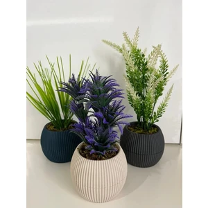 Mini 3'lü Set Karma Mini Saksıda Gerçek Yosunlu Yapay Çiçek Aranjman Hediyelik Paket Saksı