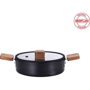 Bien Black Indüksiyonlu 24 cm Sığ Tencere, Akasya Ağacı Sap ve Kulplu
